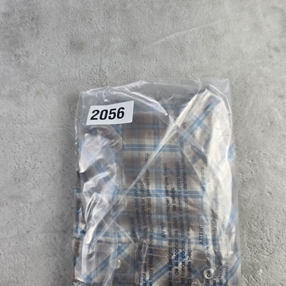 Wrangler Pearl Snap Button Up Short Sleeve Western Plaid Shirt Brown Blue - Picture 7 of 7